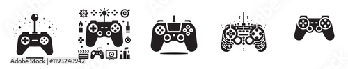 vector set of silhouette joystick icons