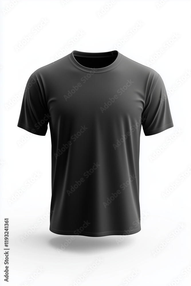 Black t-shirt with minimalist design on white background Black t-shirt with minimalist design on white background