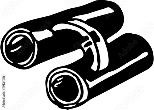 Camping. Hand drawn doodle sketch vector isolated. Binoculars 