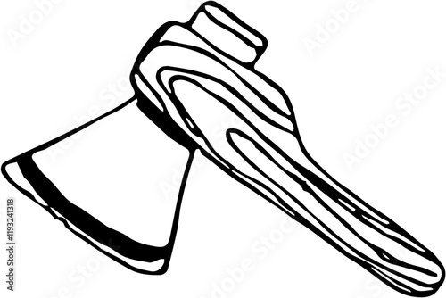 Camping. Hand drawn doodle sketch vector isolated. Ax 