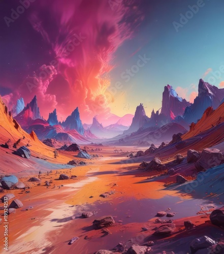 Abstract expressionist landscape with blurred colors and shapes, shapeless, dreamy