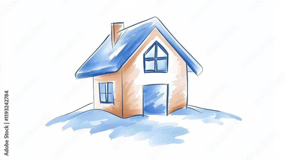 Fototapeta premium Modern abstract house logo digital art and creative space