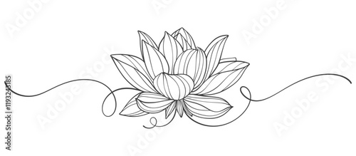 Lotus flower line art style vector illustration, vesak day vector