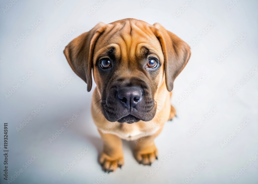Obraz premium Adorable South African Boerboel Puppy Studio Portrait - Drone Photography