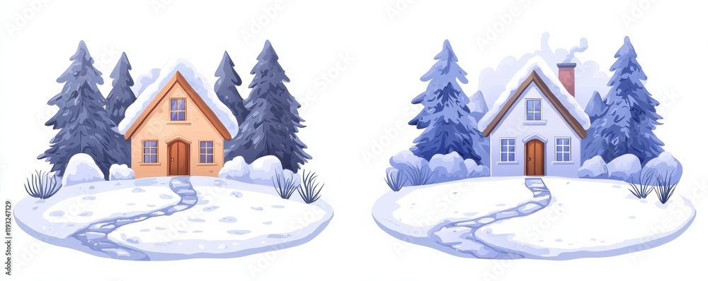 Fototapeta premium Natural setting home logo design with mountain clipart