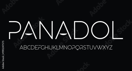 Panadol Modern minimal abstract alphabet fonts. Typography technology, electronic, movie, digital, music, future, logo creative font. vector illustration
