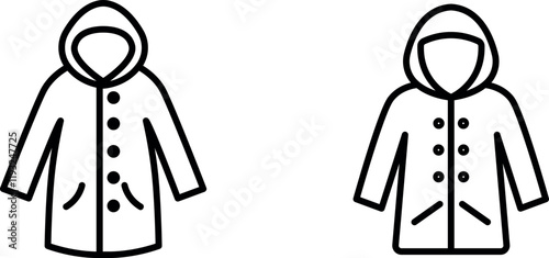 "Raincoat Icon Representing Weather Protection, Clothing, and Outdoor Gear for Stormy Days, Rainy Weather, and Seasonal Apparel"