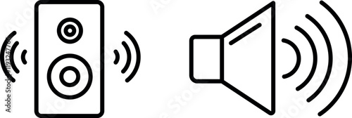 "Speaker Sound Icon Representing Audio, Music, and Sound Systems for Volume Control, Listening, and Sound Playback"