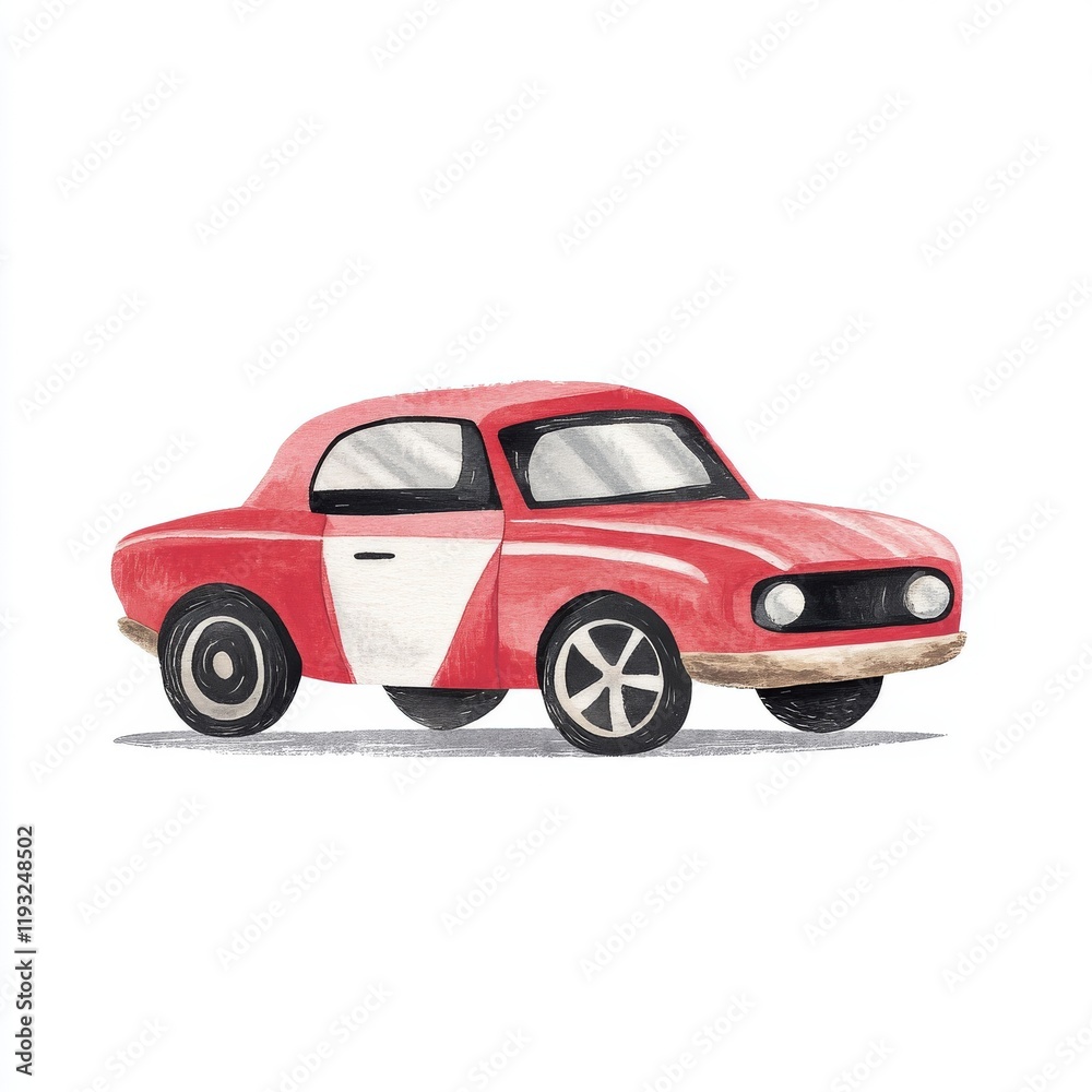 Obraz premium Red Classic Car Watercolor Illustration