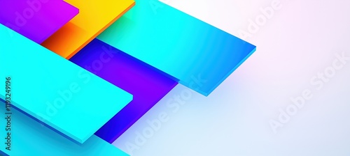 Overlapping translucent rectangles in blue, yellow, and purple form a modern abstract composition on a gradient white background. Ideal for contemporary designs or minimalistic wallpapers.