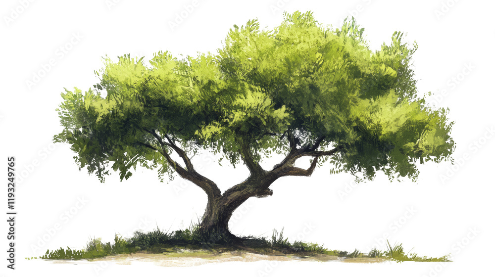 The image shows a single, lush green tree isolated against a black background, showcasing its full leafy crown and slender trunk. The image shows a single, lush green tree isolated against a black background, showcasing its full leafy crown and slender trunk.