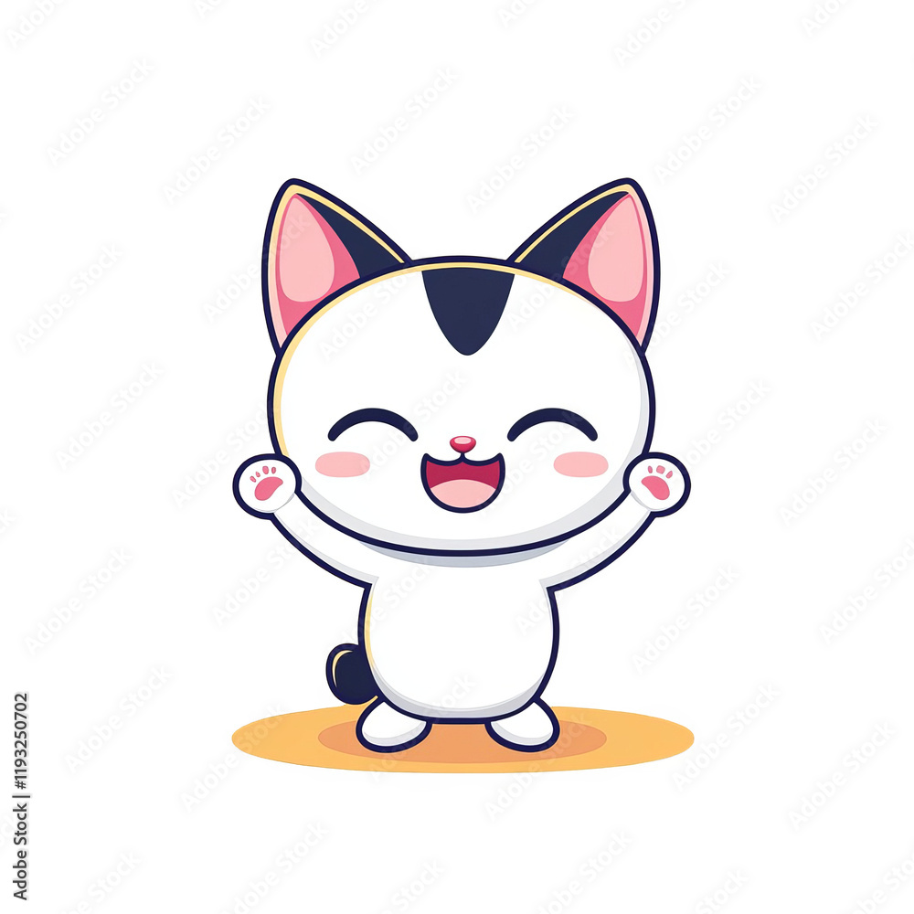 Fototapeta premium Happy cartoon cat cute animation cheerful environment playful concept whimsical viewpoint