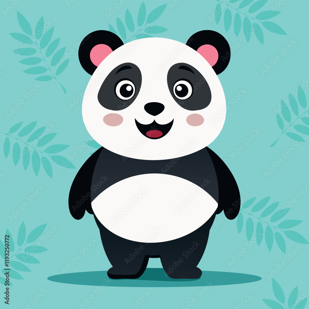 Naklejka premium Cute and funny Panda. Baby Panda standing. Vector illustration panda mammal character design with flat color. Panda can be used for design of t-shirts, posters and Baby Shower party and characters.