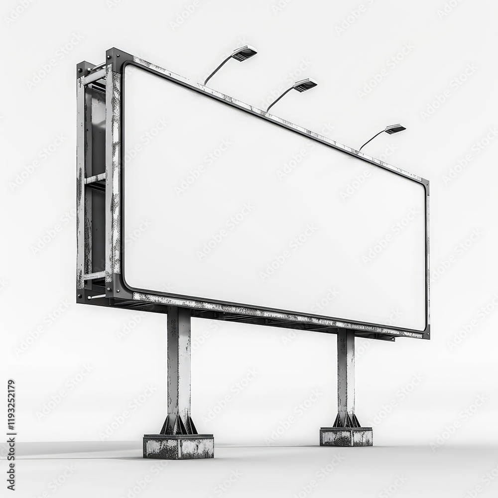 Obraz premium Mockup of a blank digital billboard isolated on a white background, ideal for advertising, outdoor marketing, and commercial branding.