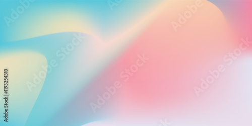 Abstract sky. Pastel rainbow. Light blue, pink and yellow color vector banner. Pastel gradient sky pattern. Blurred light fuzz colorful gradient background. Vector soft horizontal backdrop