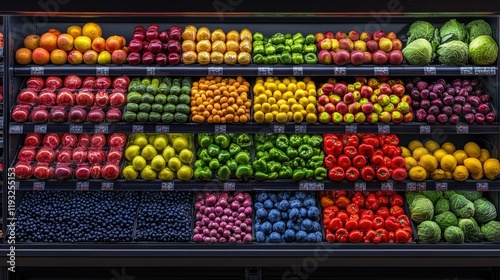 Wallpaper Mural Colorful Display of Fresh Fruits and Vegetables in Grocery Store Torontodigital.ca