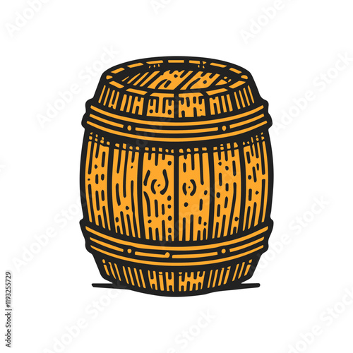 wooden barrel vector illustration isolated on  white background.