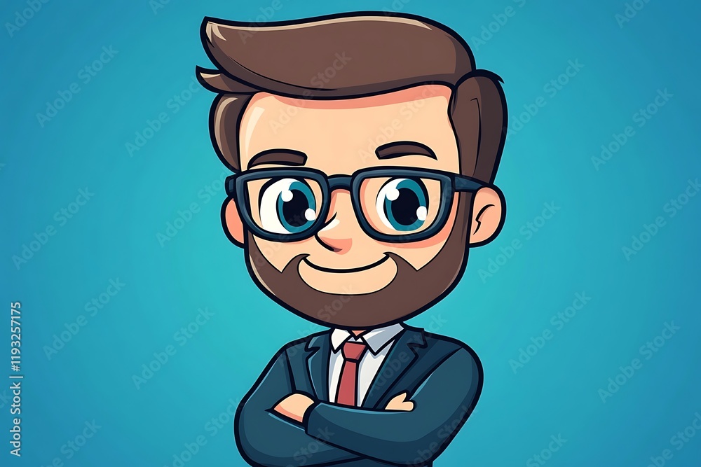 Positive Businessman in Suit, Blue Background Positive Businessman in Suit, Blue Background