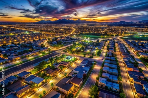 Aerial Drone View of Buckeye, Arizona: Detailed Night Map Overlay