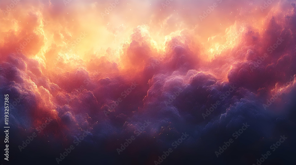 Fototapeta premium Fiery Cosmic Nebula with Vibrant Hues and Glowing Stars