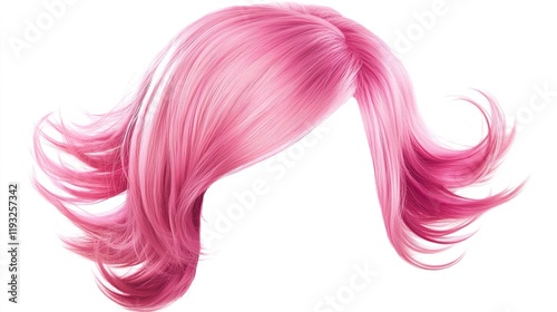 Isolated transparent PNG of a pink wig. s 250 