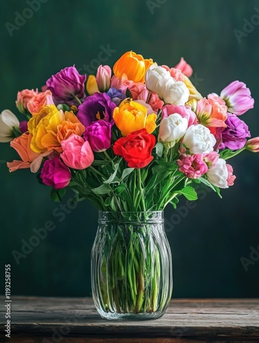 Wallpaper Mural Colorful flower arrangement in a glass vase Torontodigital.ca