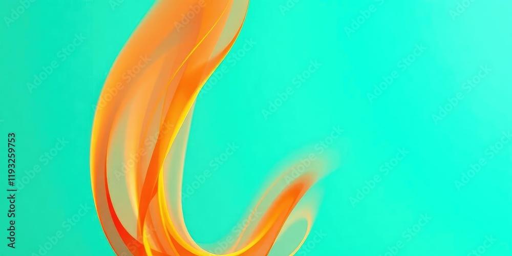Fototapeta premium Abstract orange flame glowing against a vibrant teal background, background, glowing, vibrant