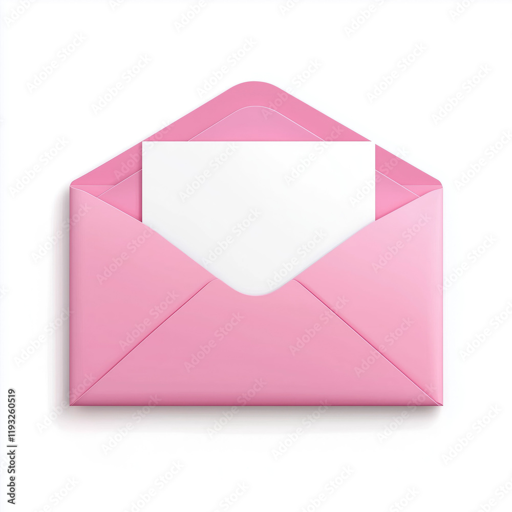 A pink love envelope with a blank white card A pink love envelope with a blank white card