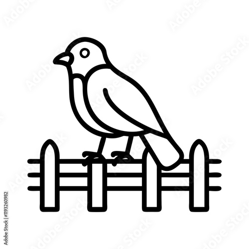 bird perched on a fence icon, bird perched on a fence line art - simple line art of bird perched on a fence, perfect for bird perched on a fence logos and icons and themed design