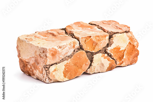 Rustic Natural Stone Brick Isolated on White Background photo