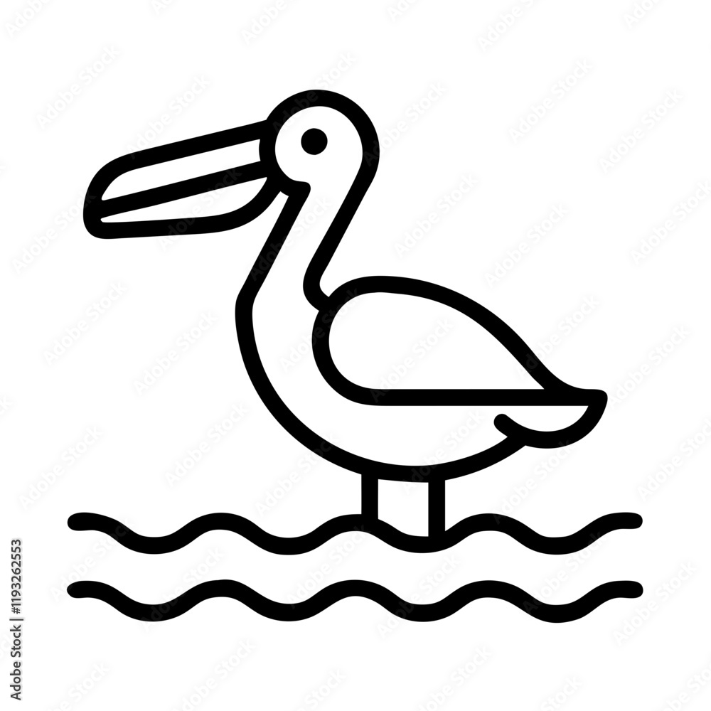 pelican by the water icon, pelican by the water line art - simple line art of pelican by the water, perfect for pelican by the water logos and icons and themed design