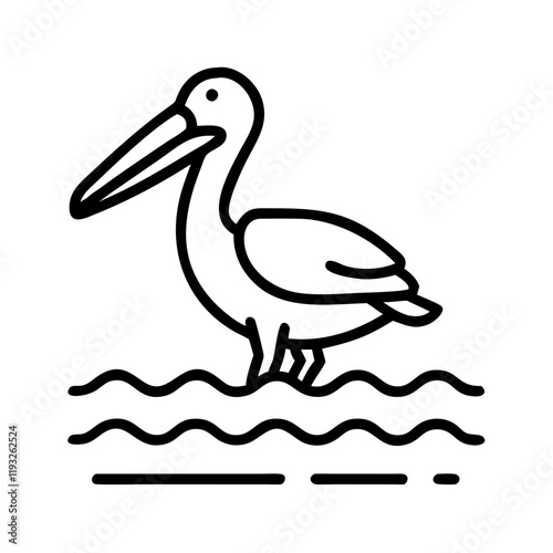 pelican by the water icon, pelican by the water line art - simple line art of pelican by the water, perfect for pelican by the water logos and icons and themed design photo