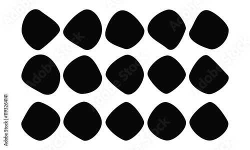 Blob vector set. Abstract watery form black blob symbol set isolated on white background. Modern geometric vector graphic design. Simple silhouette flat icon. 