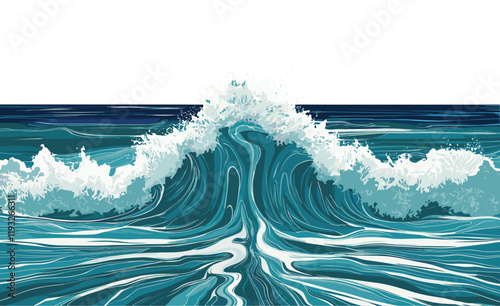 Abstract vector Background with wave crashing on the shore. Vector banner, border.
