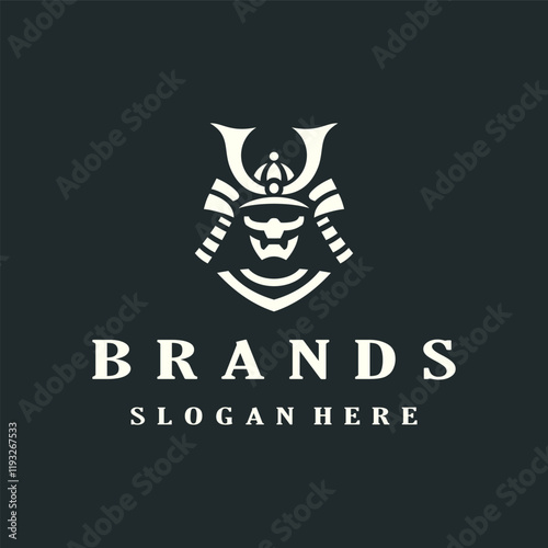 samurai mask, helmet logo vector template illustration
