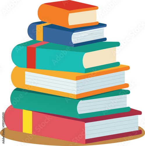 Colorful Stack of Books Illustration for Learning and Education