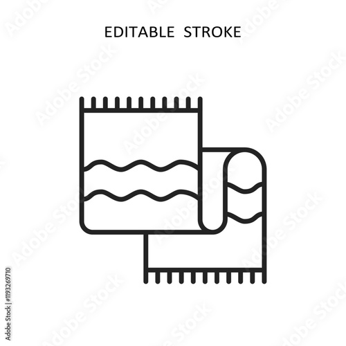 This is a clean and minimalist outline design of a towel, which is perfect for a variety of applications and uses. This editable stroke icon effectively and elegantly represents a towel
