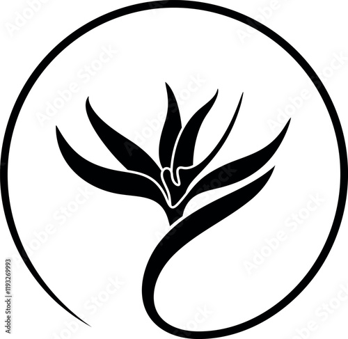 Bird of Paradise logo. Isolated bird of paradise on white background