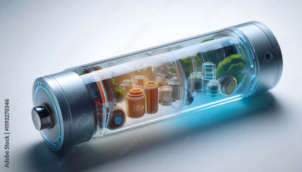 Futuristic Virtual Battery with Transparent Display Futuristic Virtual Battery with Transparent Display