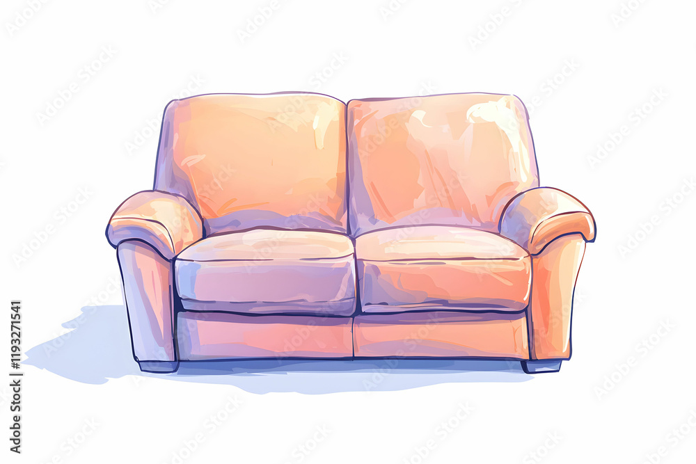 Fototapeta premium Soft and Cozy Couch with Plush Fabric and Comfortable Design