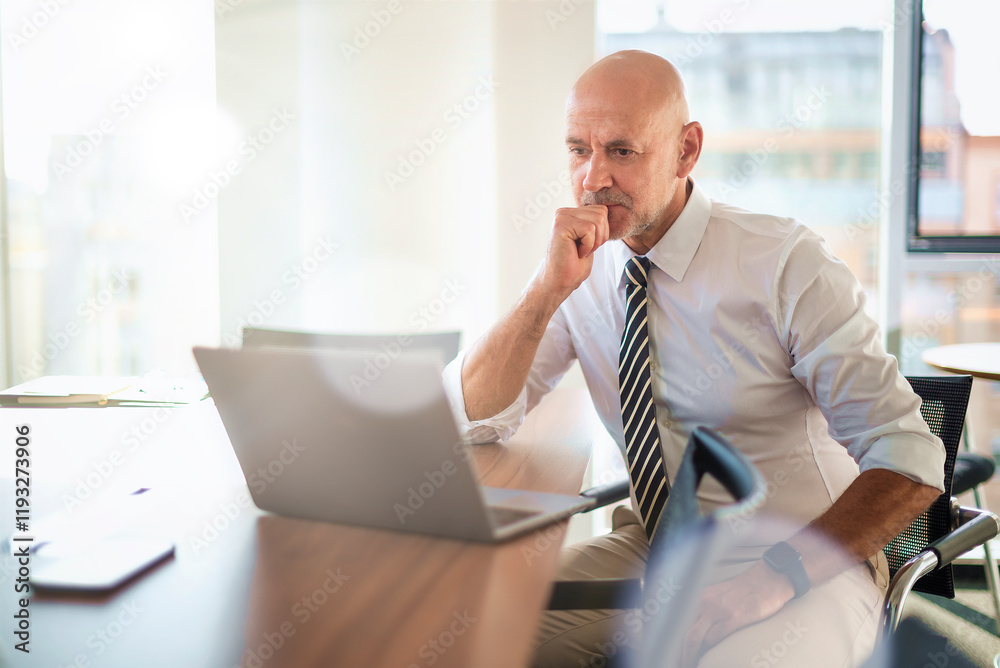 Businessman using a laptop in a modern office Businessman using a laptop in a modern office