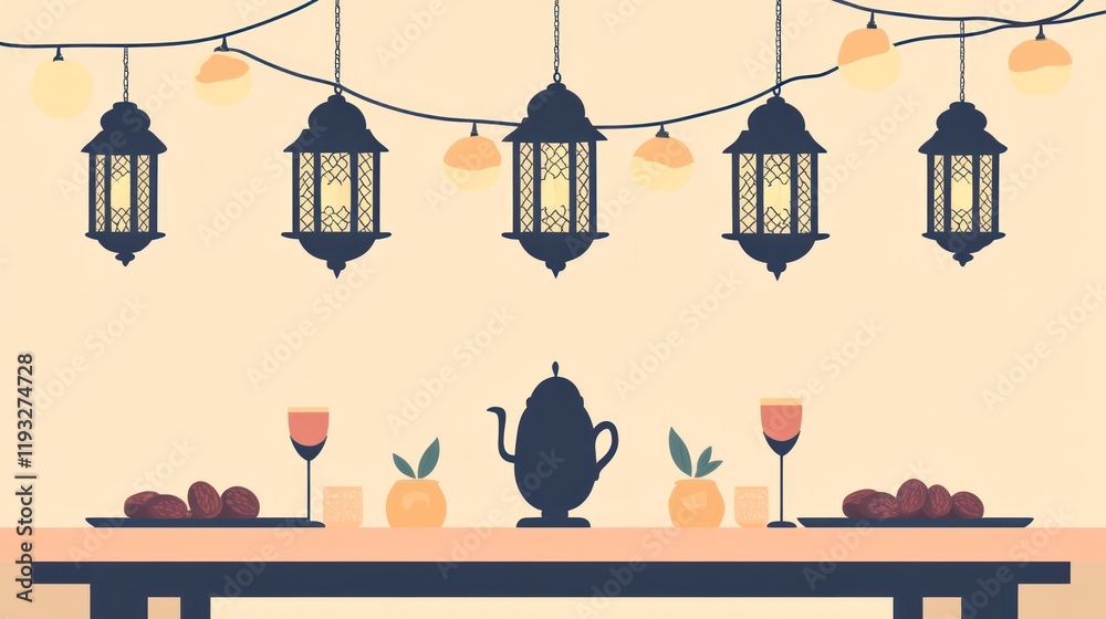 Fototapeta premium Elegant Dining Table with Lanterns for Festive Celebration