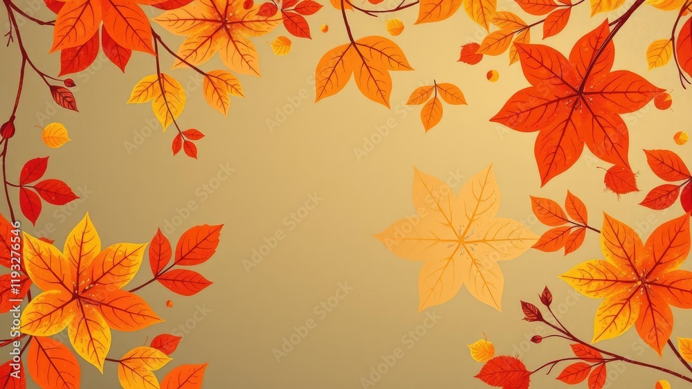 Abstract autumn floral pattern with warm orange, red, and yellow hues, background, abstract Abstract autumn floral pattern with warm orange, red, and yellow hues, background, abstract