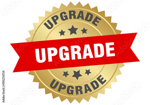 upgrade. upgrade round red and gold label isolated on transparent background