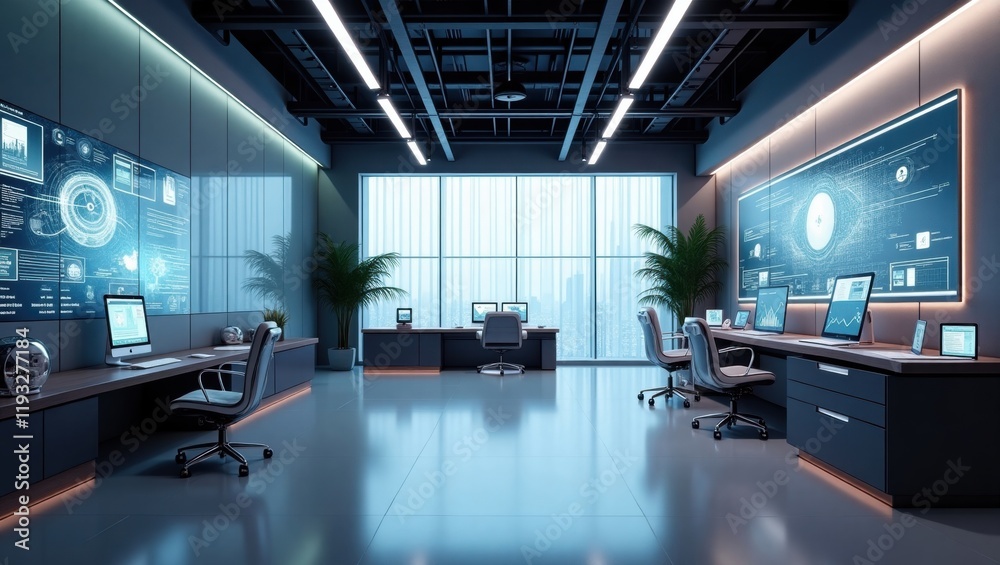 Modern High-Tech Office Workspace Modern High-Tech Office Workspace