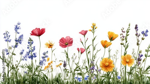 Colorful wildflowers in a serene landscape.