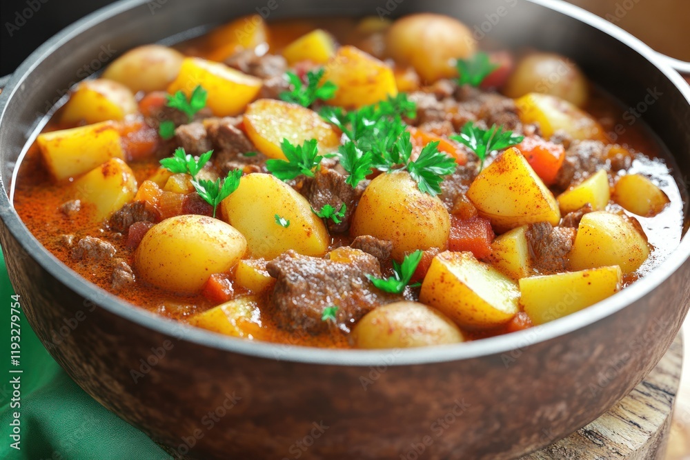 Savory Beef Stew with Potatoes and Fresh Vegetables in a Rustic Bowl for Cozy Dining Savory Beef Stew with Potatoes and Fresh Vegetables in a Rustic Bowl for Cozy Dining