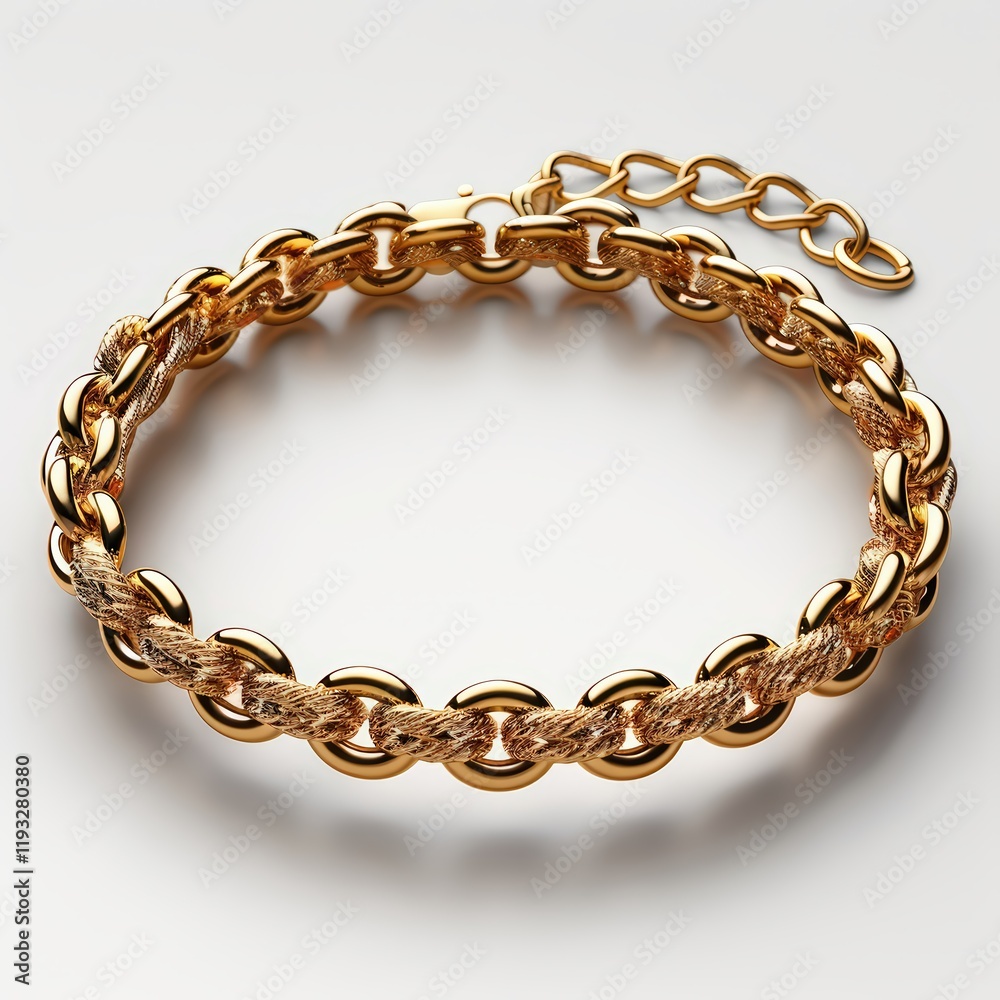 Obraz premium Mockup of a blank elegant gold bracelet set against a white background, excellent for jewelry designers, premium branding, and minimalist accessory collections.