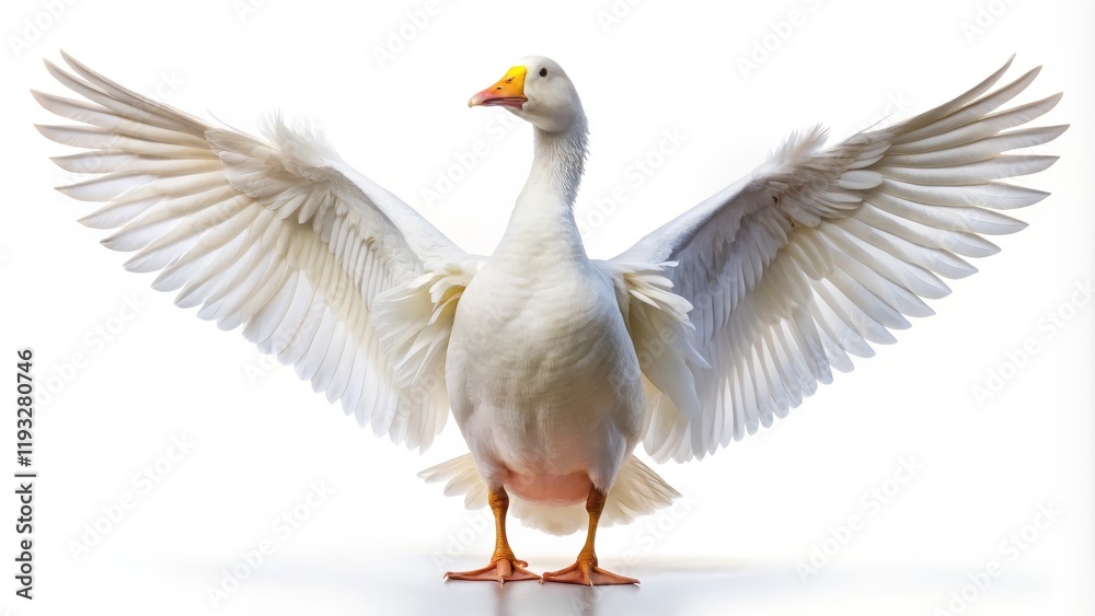 Fototapeta premium White Goose Wings Spread, Angelic Concept, Isolated Studio Shot