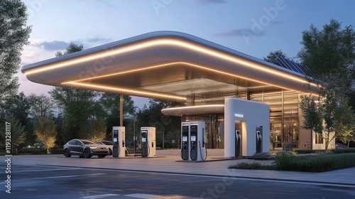 Future oriented electric vehicle charging station photo